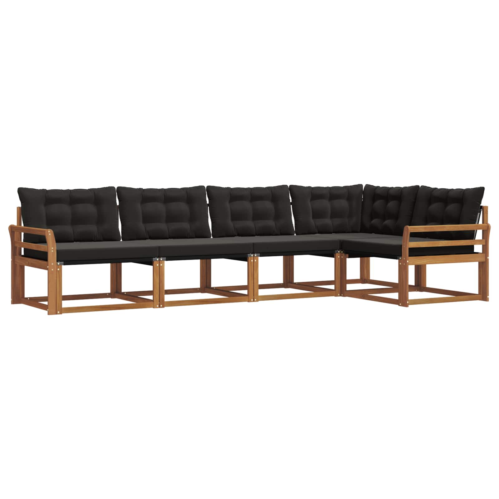 Set di divani da esterno con cuscino 5 pcs Naturale e Nero | homemem39
