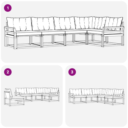 Set di divani da esterno con cuscino 5 pcs Naturale e Nero | homemem39
