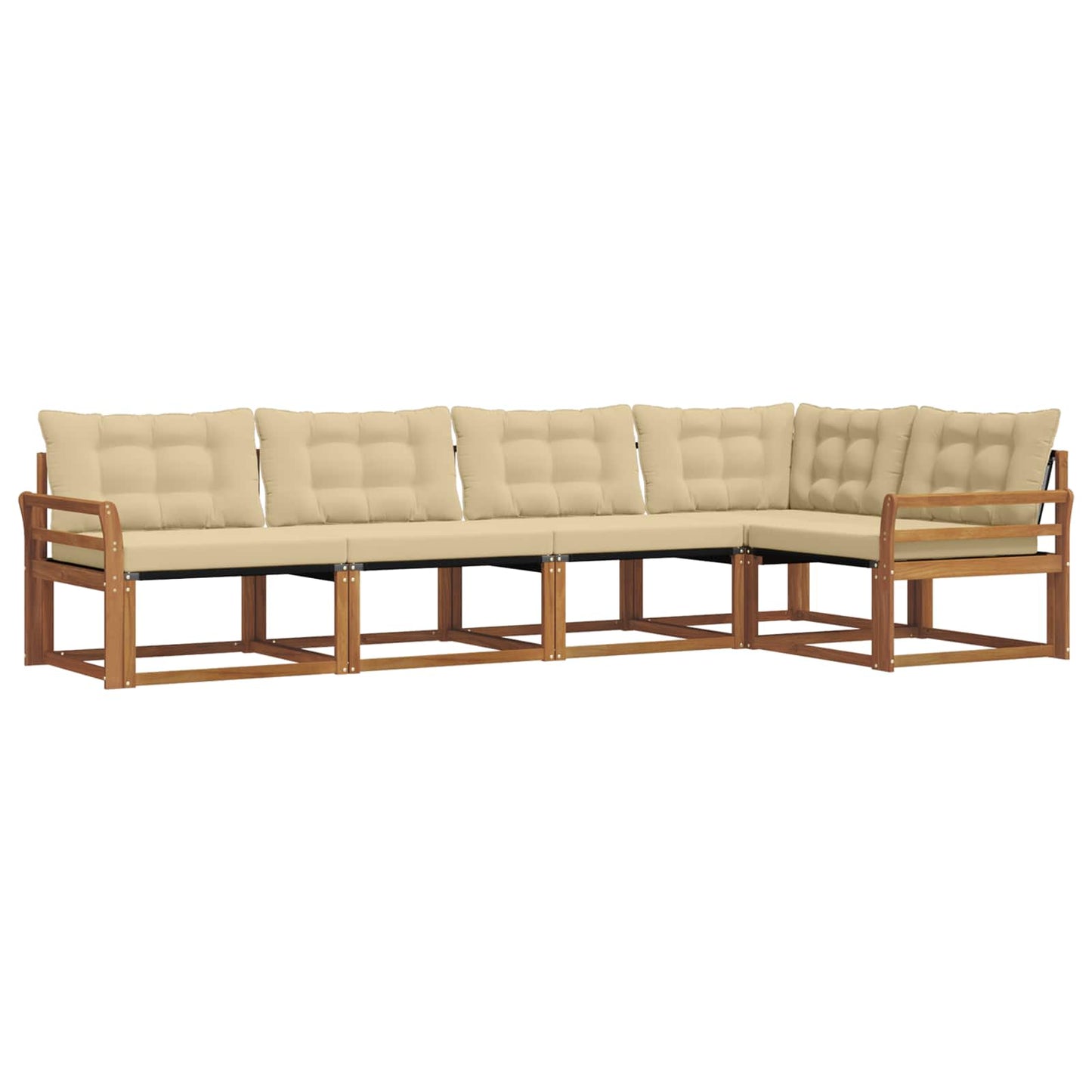 Set di divani da esterno con cuscino 5 pcs Naturale e Beige | homemem39