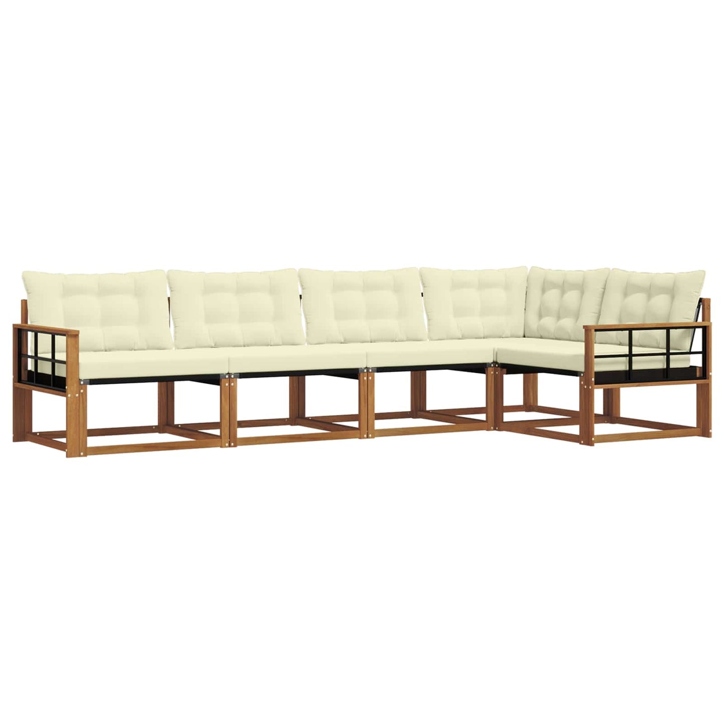 Set di divani da esterno con cuscino 5 pcs Naturale e Crema | homemem39