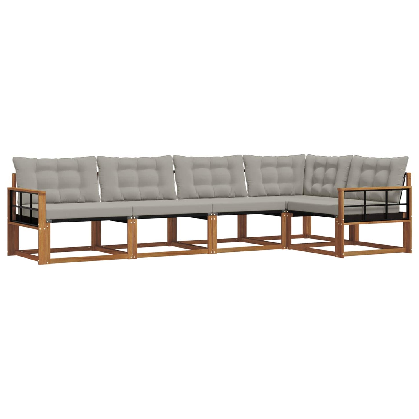 Set di divani da esterno 5 pcs Grigio Naturale e Chiaro | homemem39