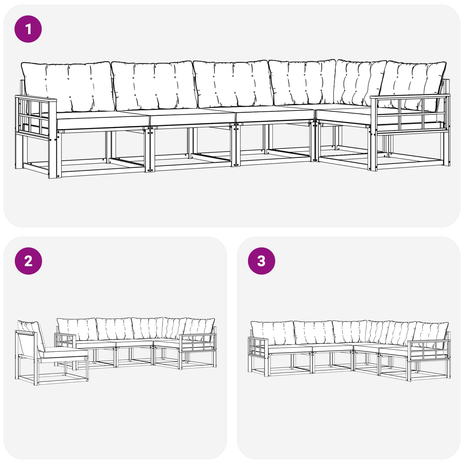 Set di divani da esterno 5 pcs Grigio Naturale e Chiaro | homemem39