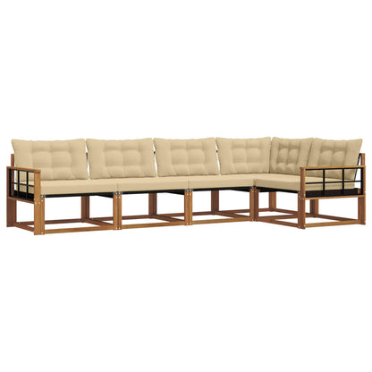 Set di divani da esterno con cuscino 5 pcs Naturale e Beige | homemem39