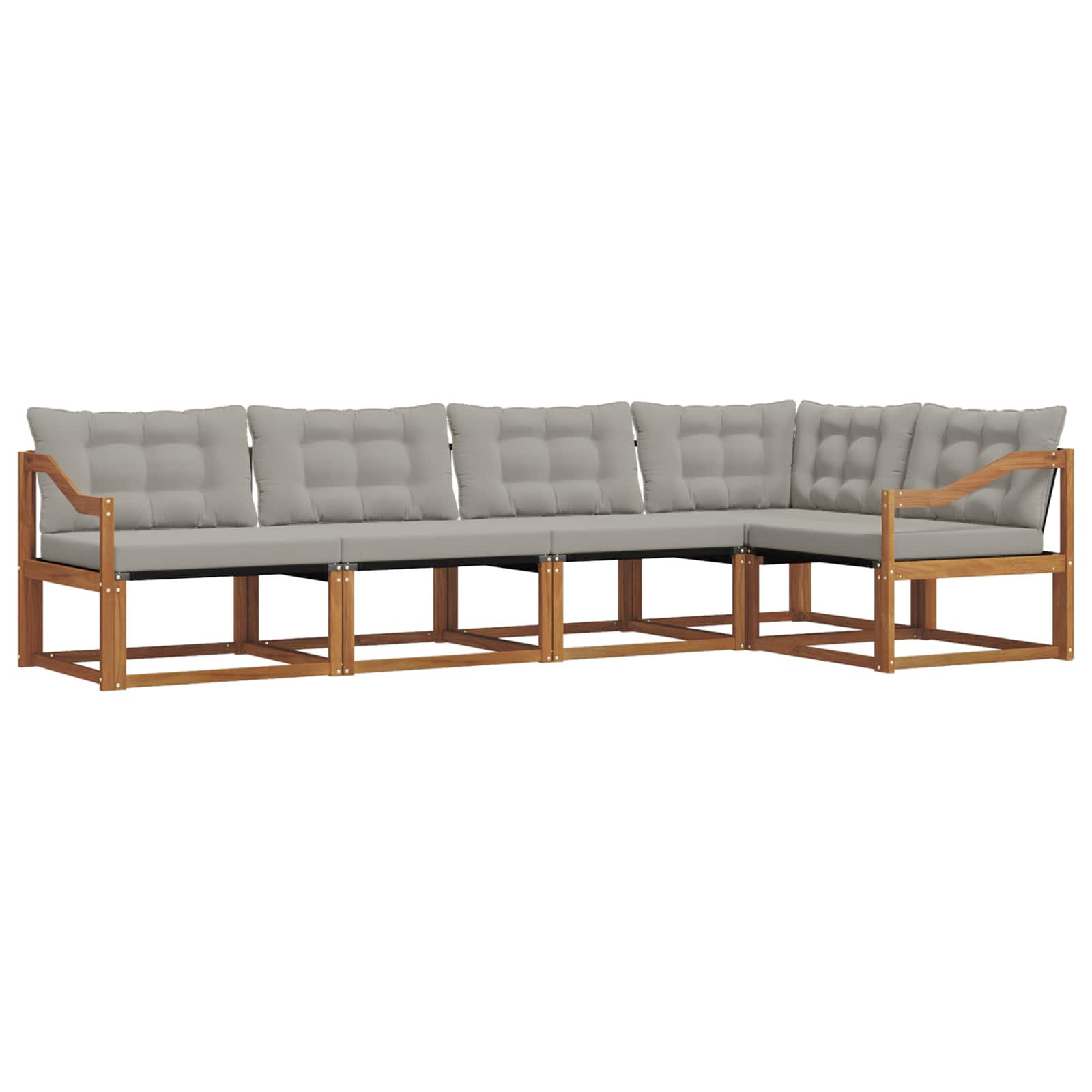 Set di divani da esterno 5 pcs Grigio Naturale e Chiaro | homemem39