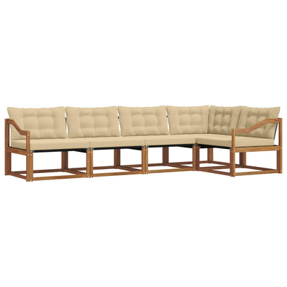 Set di divani da esterno con cuscino 5 pcs Naturale e Beige | homemem39