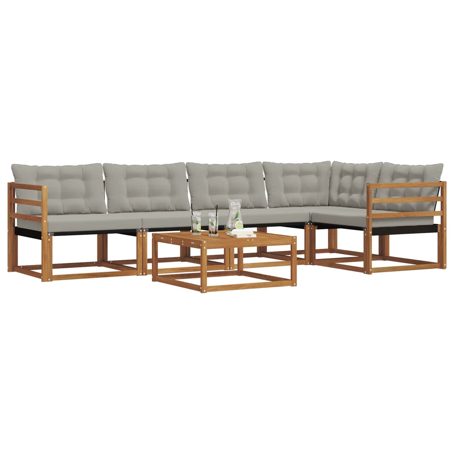 Set di divani da esterno 6 pcs Grigio Naturale e Chiaro | homemem39