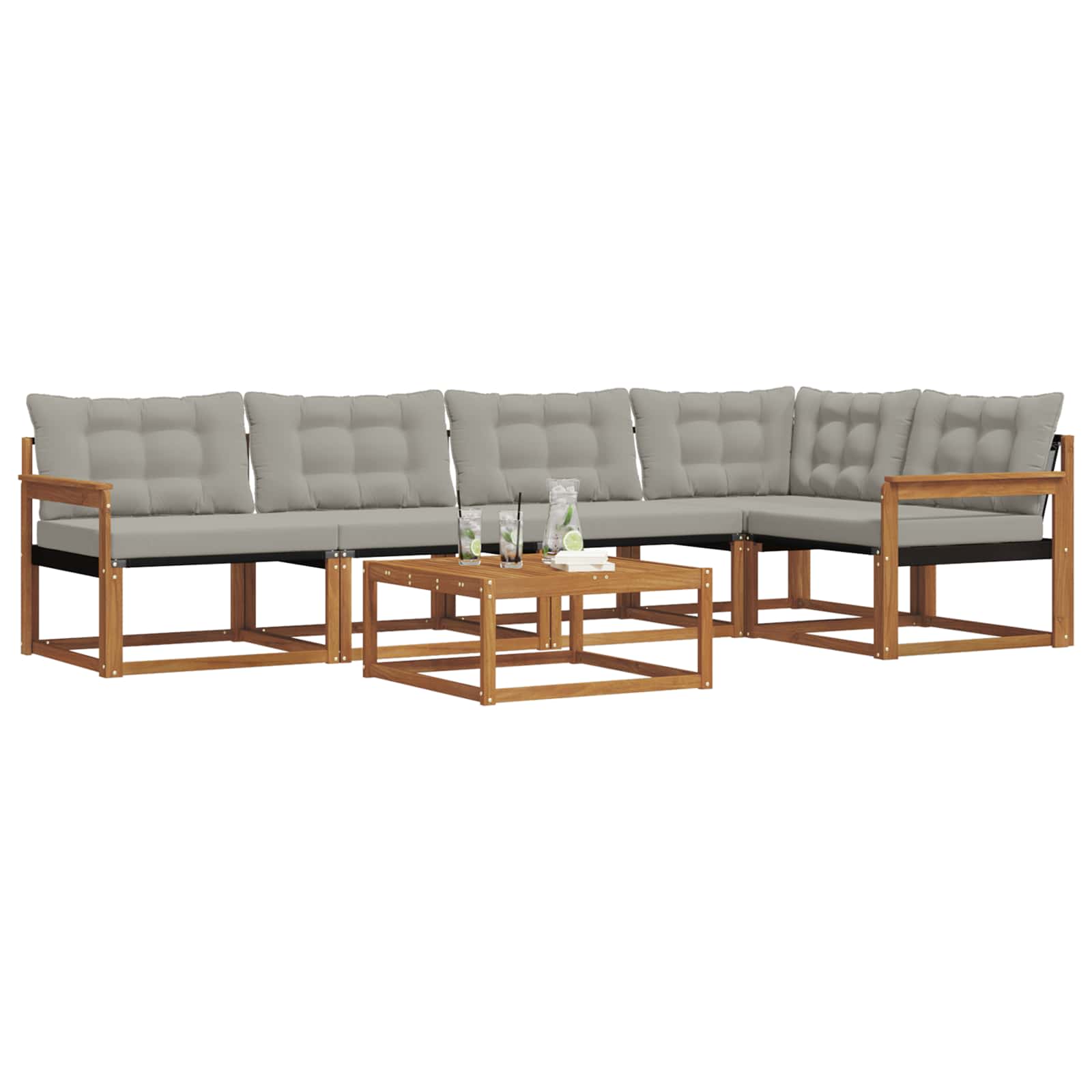 Set di divani da esterno 6 pcs Grigio Naturale e Chiaro | homemem39