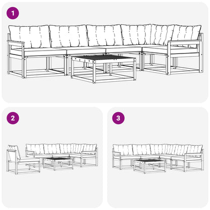 Set di divani da esterno 6 pcs Grigio Naturale e Chiaro | homemem39