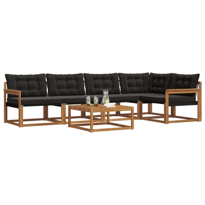 Set di divani da esterno con cuscino 6 pcs Naturale e Nero | homemem39