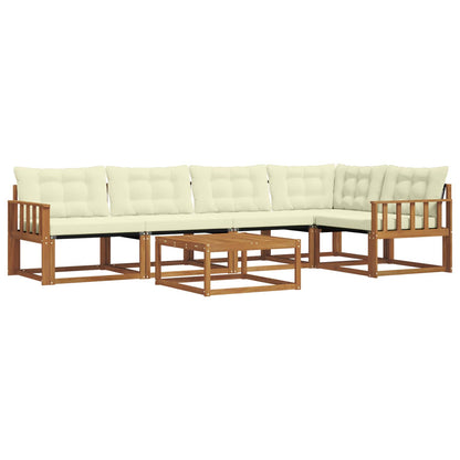 Set di divani da esterno con cuscino 6 pcs Naturale e Crema