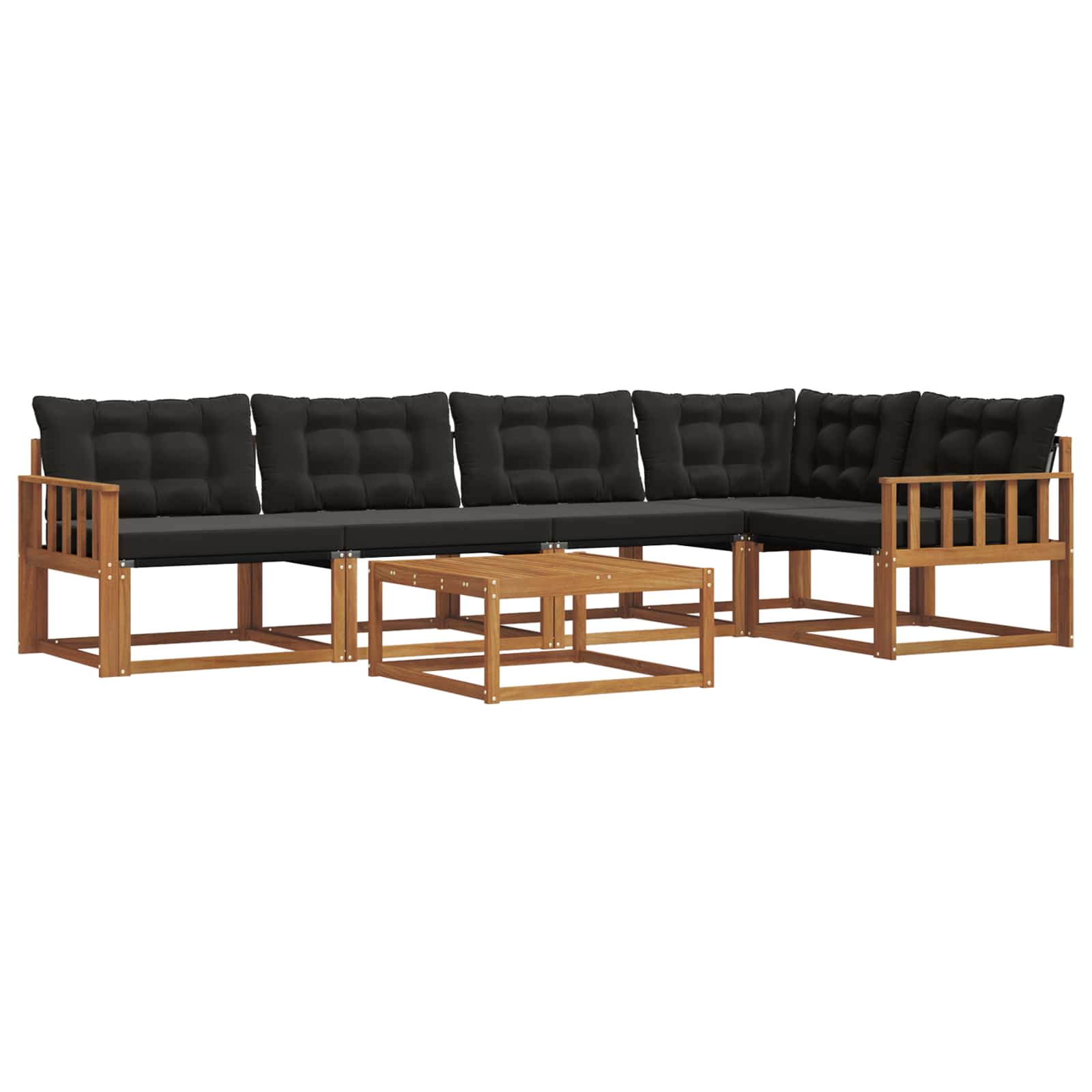 Set di divani da esterno con cuscino 6 pcs Naturale e Nero | homemem39