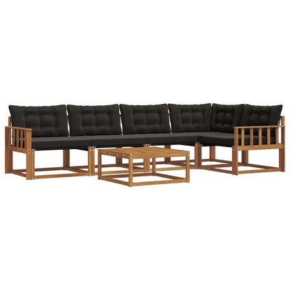 Set di divani da esterno con cuscino 6 pcs Naturale e Nero | homemem39