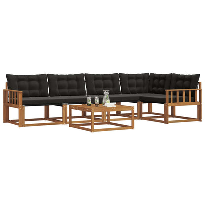 Set di divani da esterno con cuscino 6 pcs Naturale e Nero | homemem39
