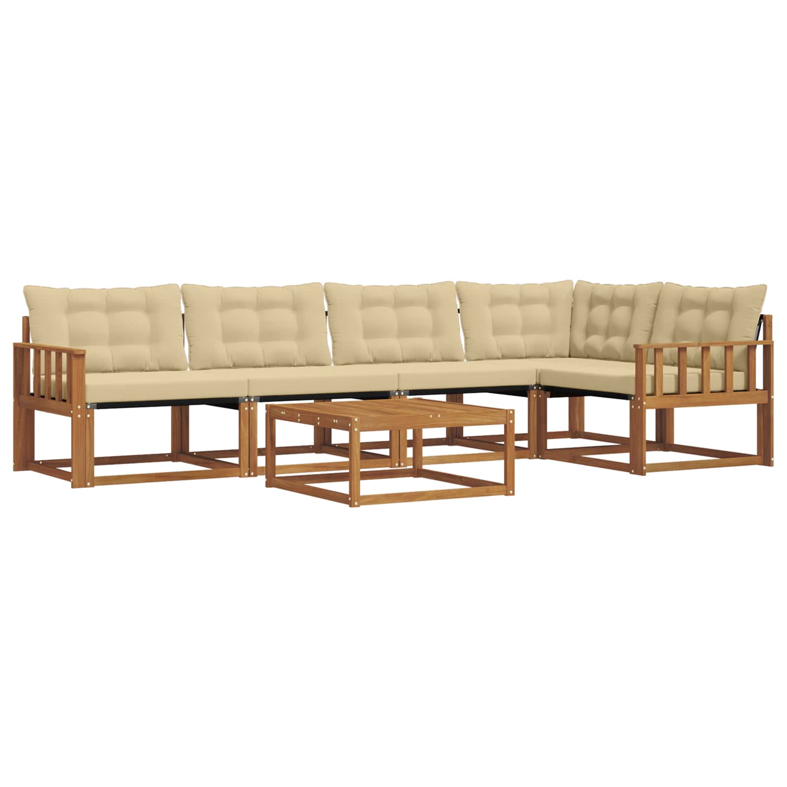 Set di divani da esterno con cuscino 6 pcs Naturale e Beige | homemem39