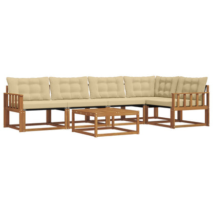 Set di divani da esterno con cuscino 6 pcs Naturale e Beige | homemem39