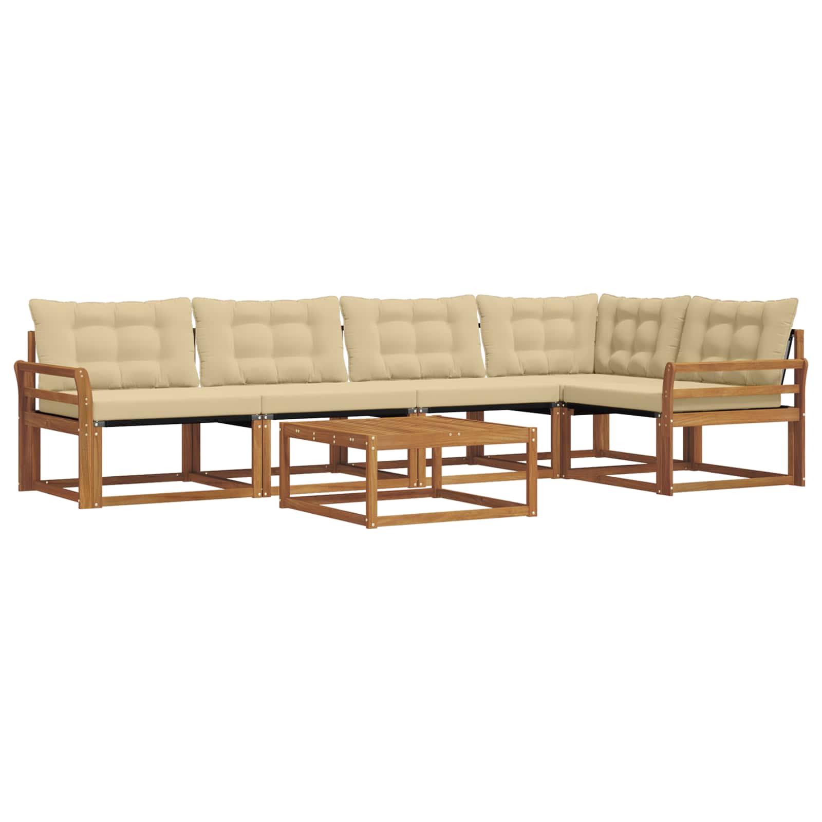 Set di divani da esterno con cuscino 6 pcs Naturale e Beige | homemem39