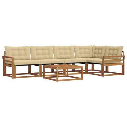 Set di divani da esterno con cuscino 6 pcs Naturale e Beige | homemem39