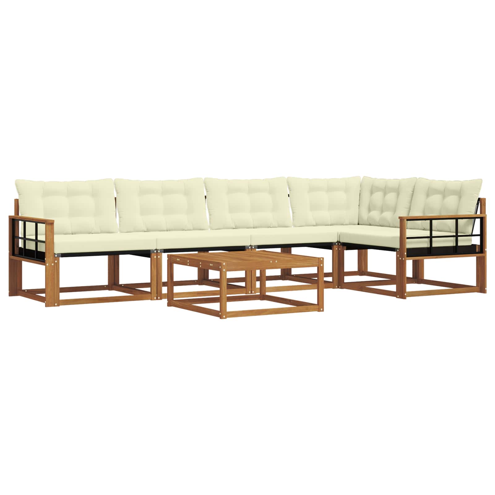 Set di divani da esterno con cuscino 6 pcs Naturale e Crema | homemem39