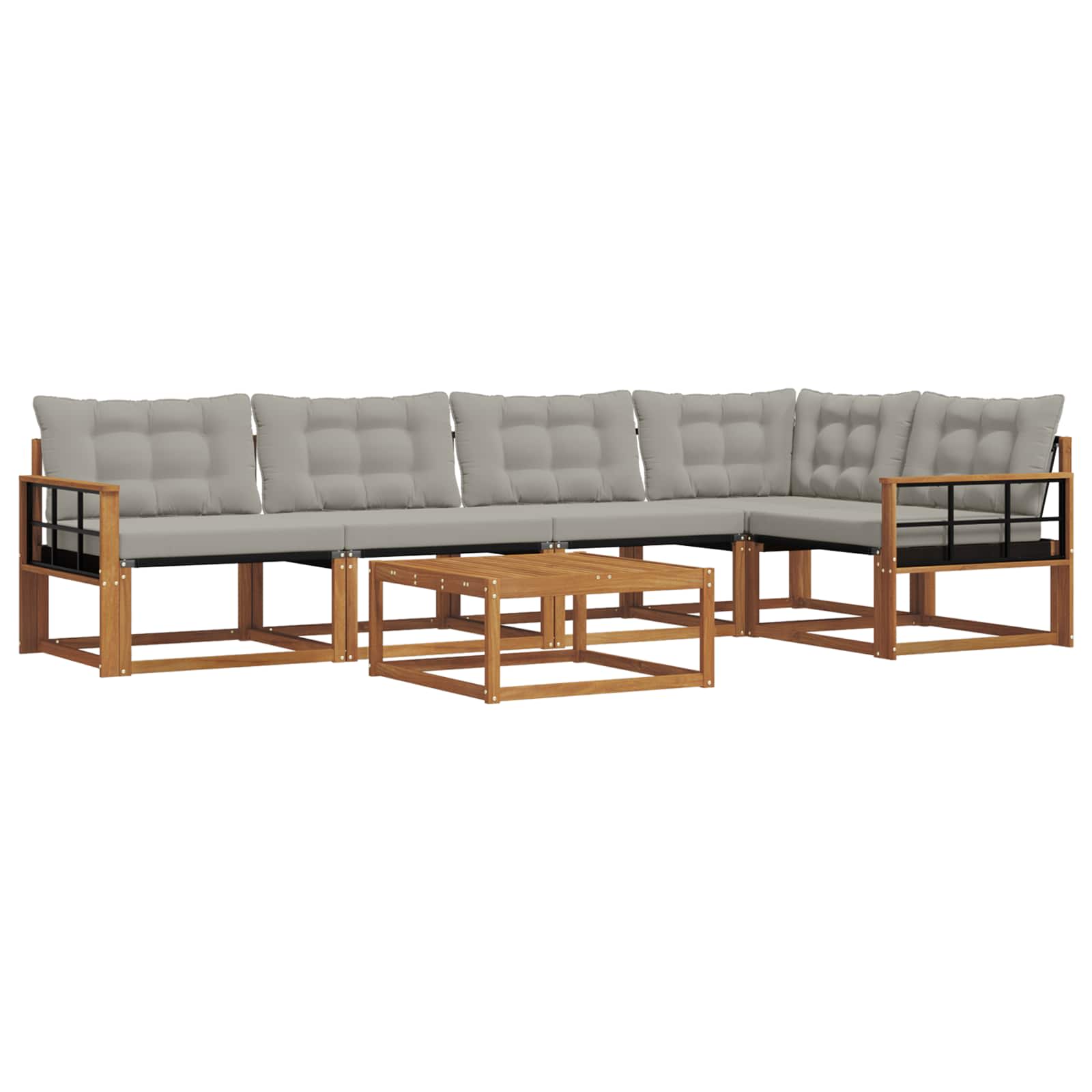 Set di divani da esterno 6 pcs Grigio Naturale e Chiaro | homemem39
