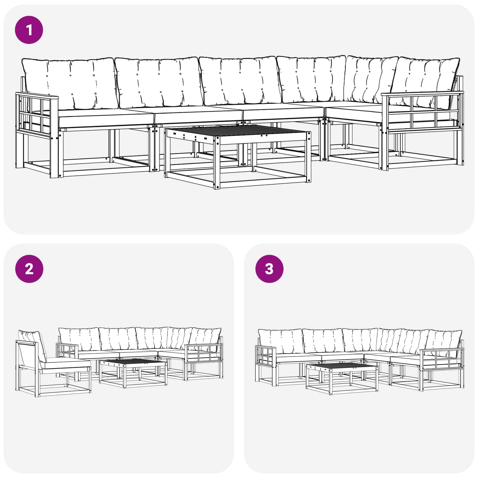 Set di divani da esterno 6 pcs Grigio Naturale e Chiaro | homemem39