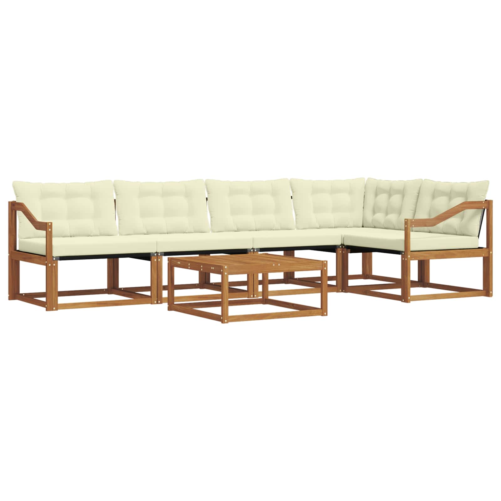 Set di divani da esterno con cuscino 6 pcs Naturale e Crema | homemem39