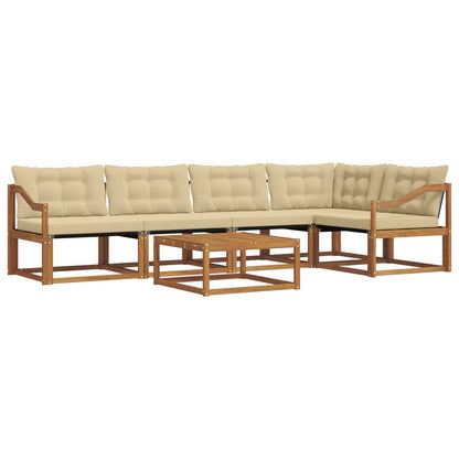 Set di divani da esterno con cuscino 6 pcs Naturale e Beige | homemem39