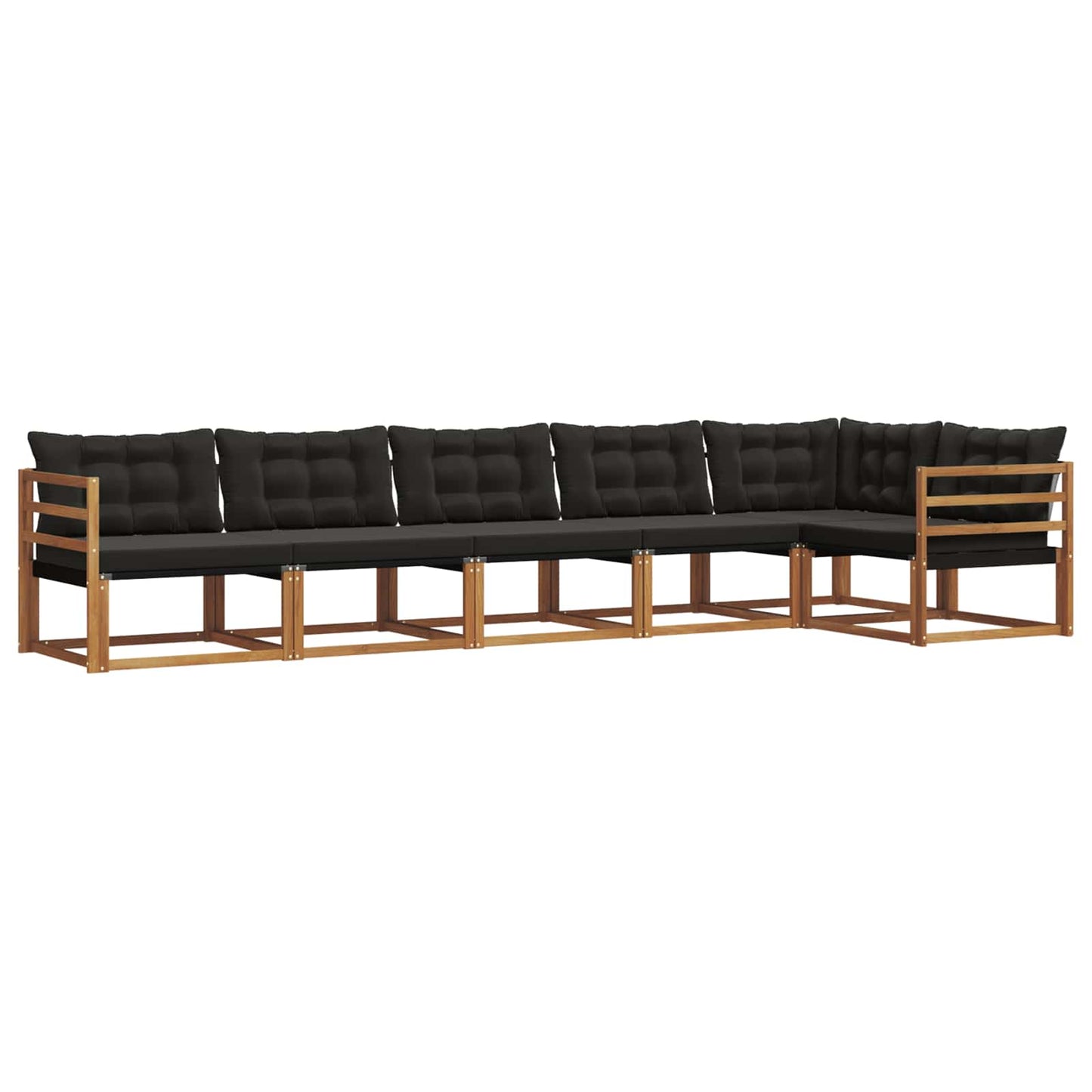 Set di divani da esterno con cuscino 6 pcs Naturale e Nero