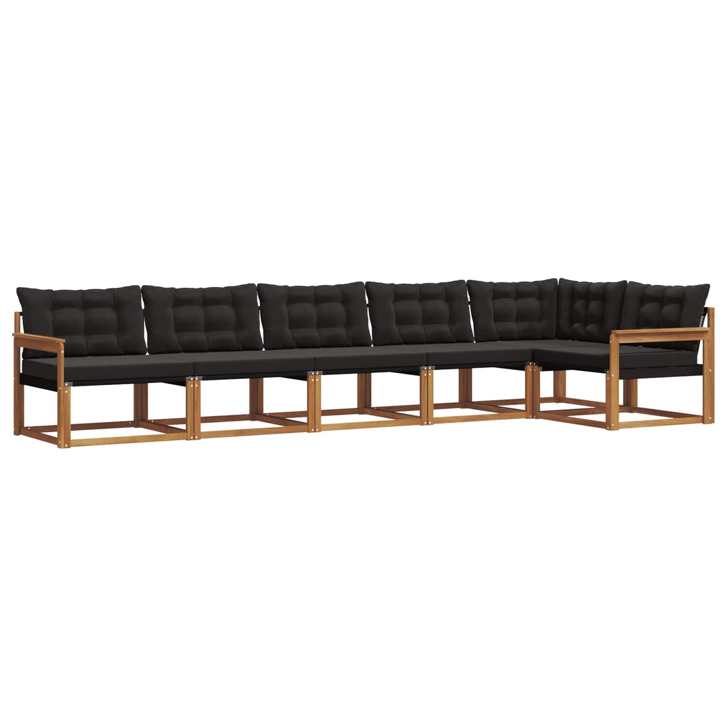 Set di divani da esterno con cuscino 6 pcs Naturale e Nero