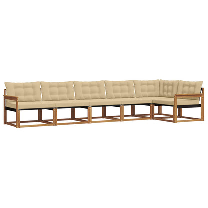 Set di divani da esterno con cuscino 6 pcs Naturale e Beige | homemem39