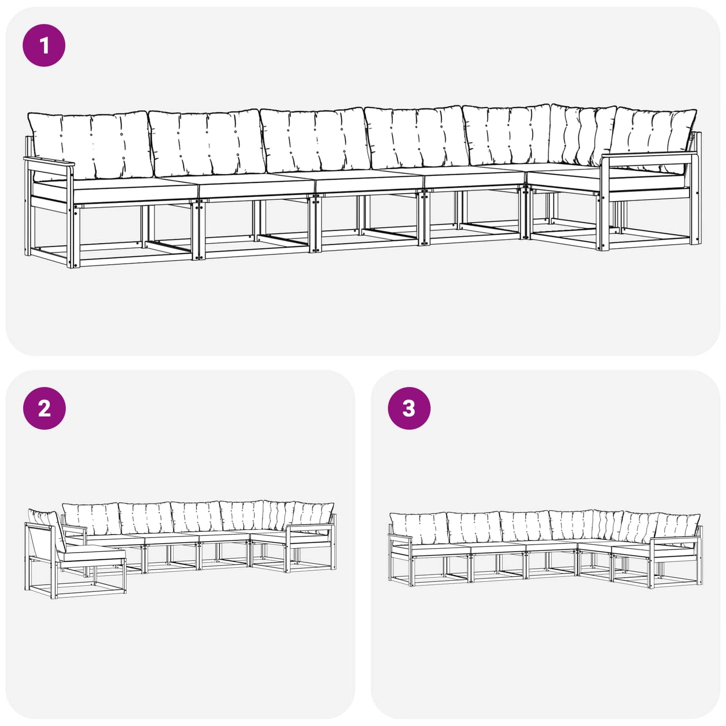 Set di divani da esterno con cuscino 6 pcs Naturale e Beige | homemem39