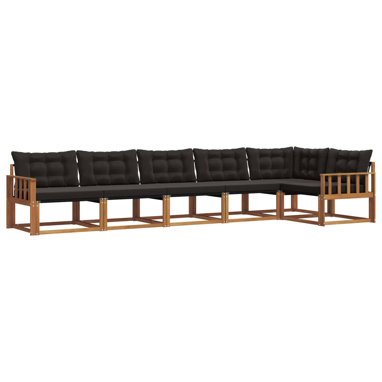 Set di divani da esterno con cuscino 6 pcs Naturale e Nero | homemem39