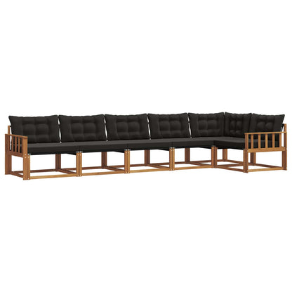 Set di divani da esterno con cuscino 6 pcs Naturale e Nero | homemem39