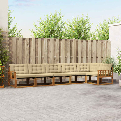 Set di divani da esterno con cuscino 6 pcs Naturale e Beige