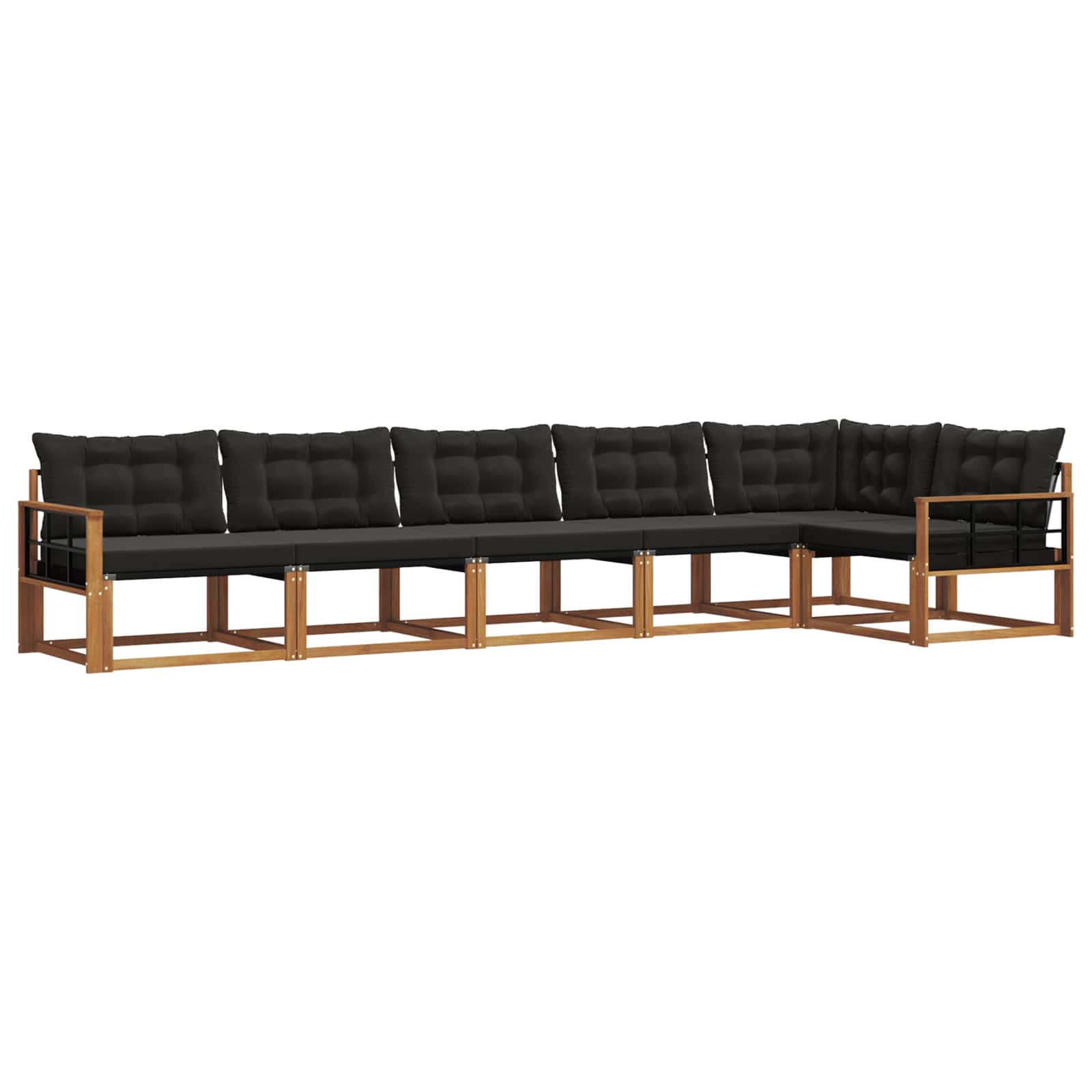 Set di divani da esterno con cuscino 6 pcs Naturale e Nero | homemem39