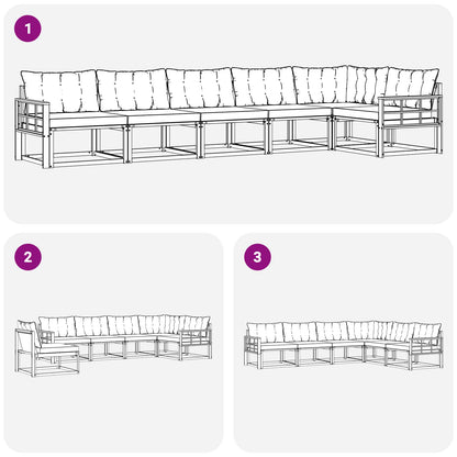 Set di divani da esterno con cuscino 6 pcs Naturale e Nero | homemem39