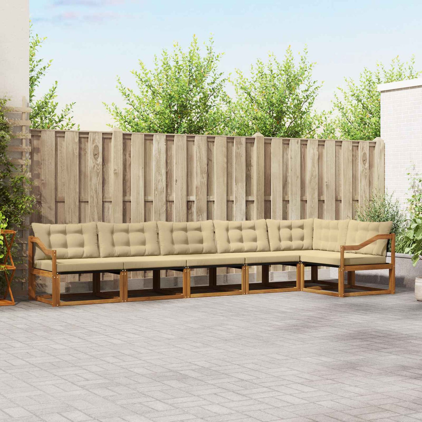Set di divani da esterno con cuscino 6 pcs Naturale e Beige