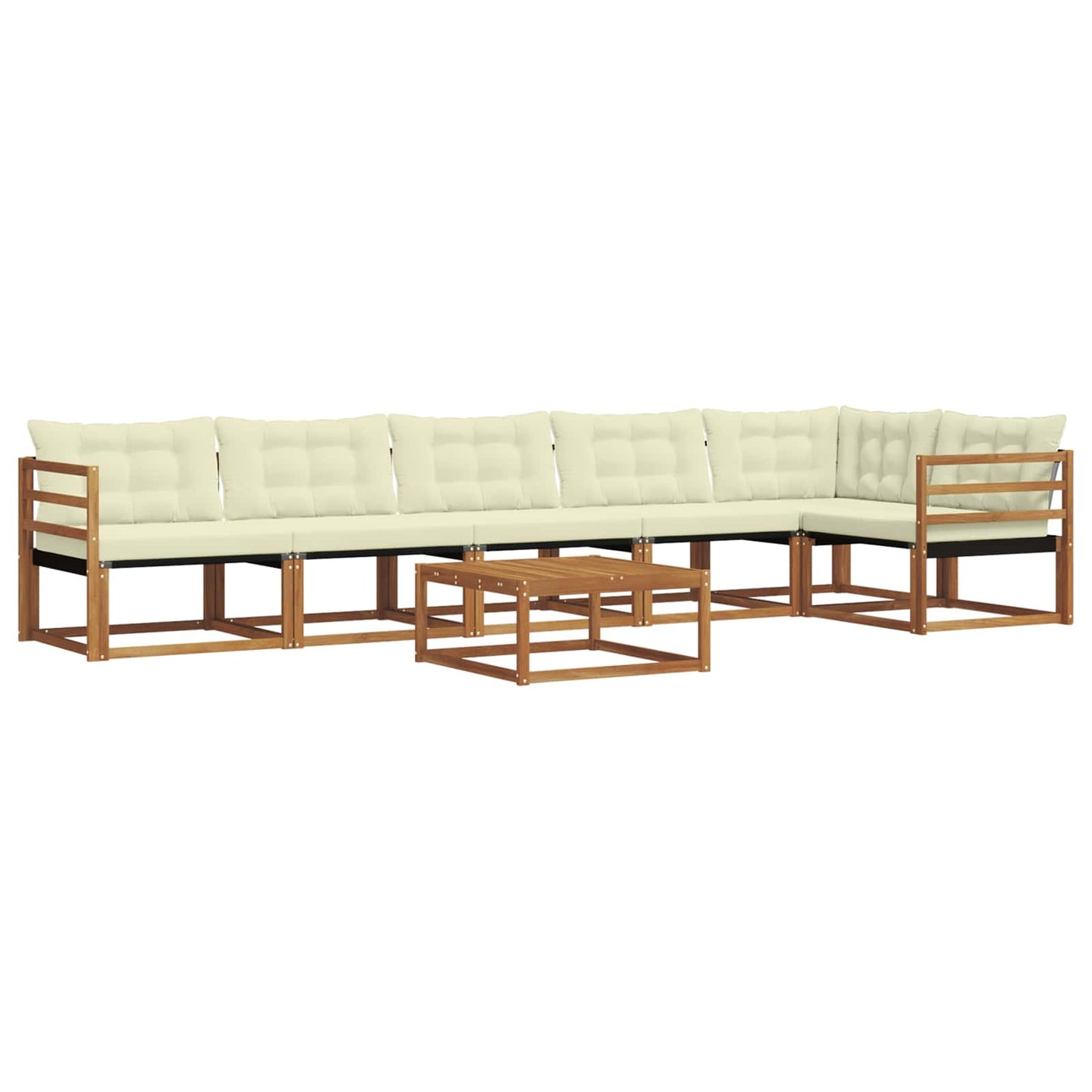 Set di divani da esterno con cuscino 7 pcs Naturale e Crema