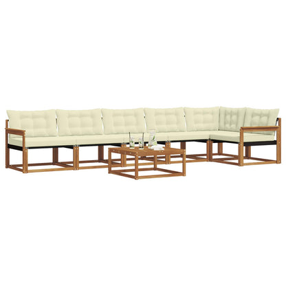 Set di divani da esterno con cuscino 7 pcs Naturale e Crema | homemem39