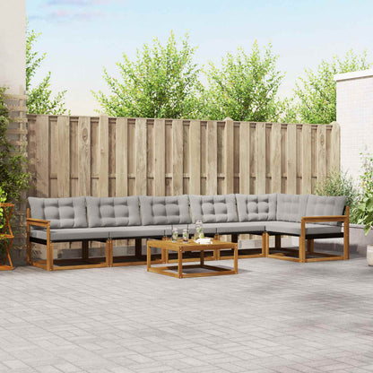 Set di divani da esterno 7 pcs Grigio Naturale e Chiaro