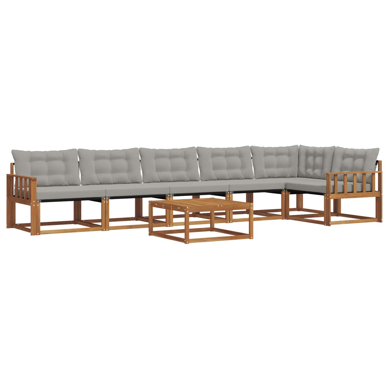 Set di divani da esterno 7 pcs Grigio Naturale e Chiaro | homemem39
