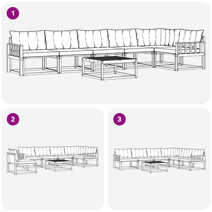 Set di divani da esterno con cuscino 7 pcs Naturale e Nero | homemem39