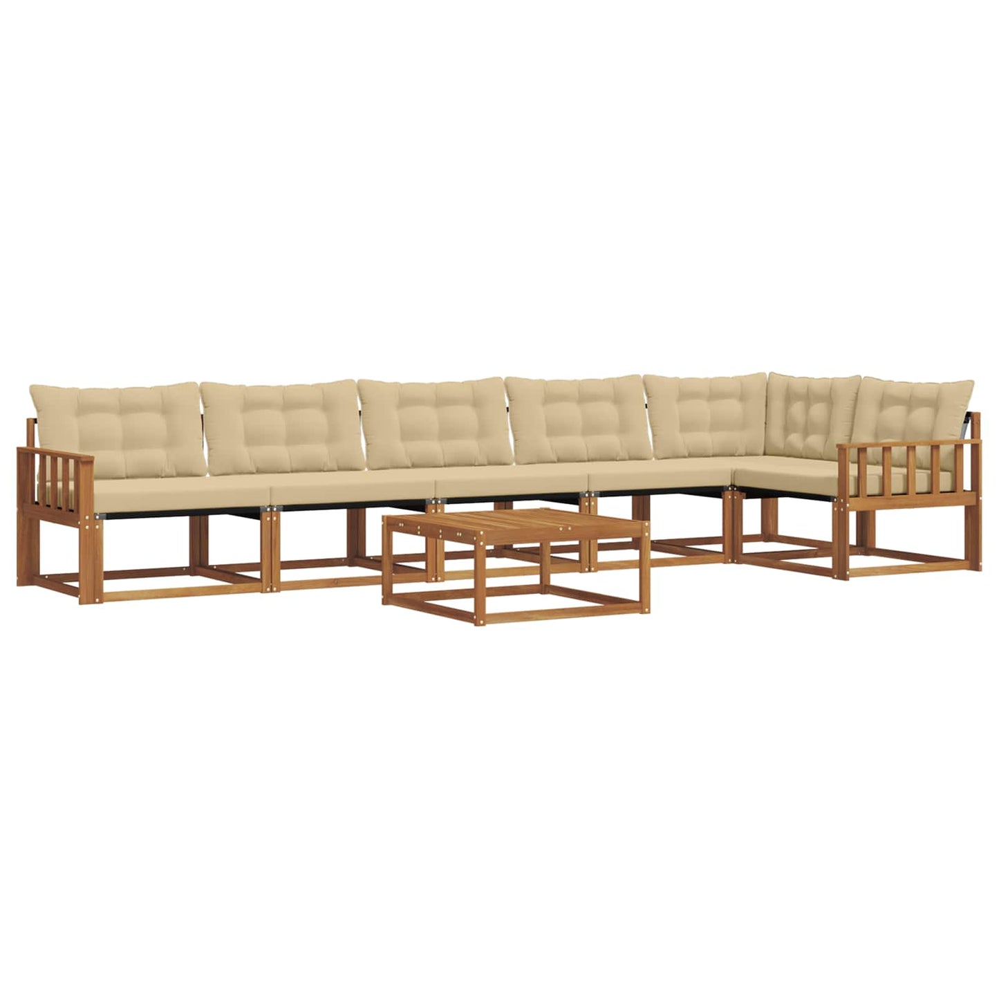 Set di divani da esterno con cuscino 7 pcs Naturale e Beige | homemem39