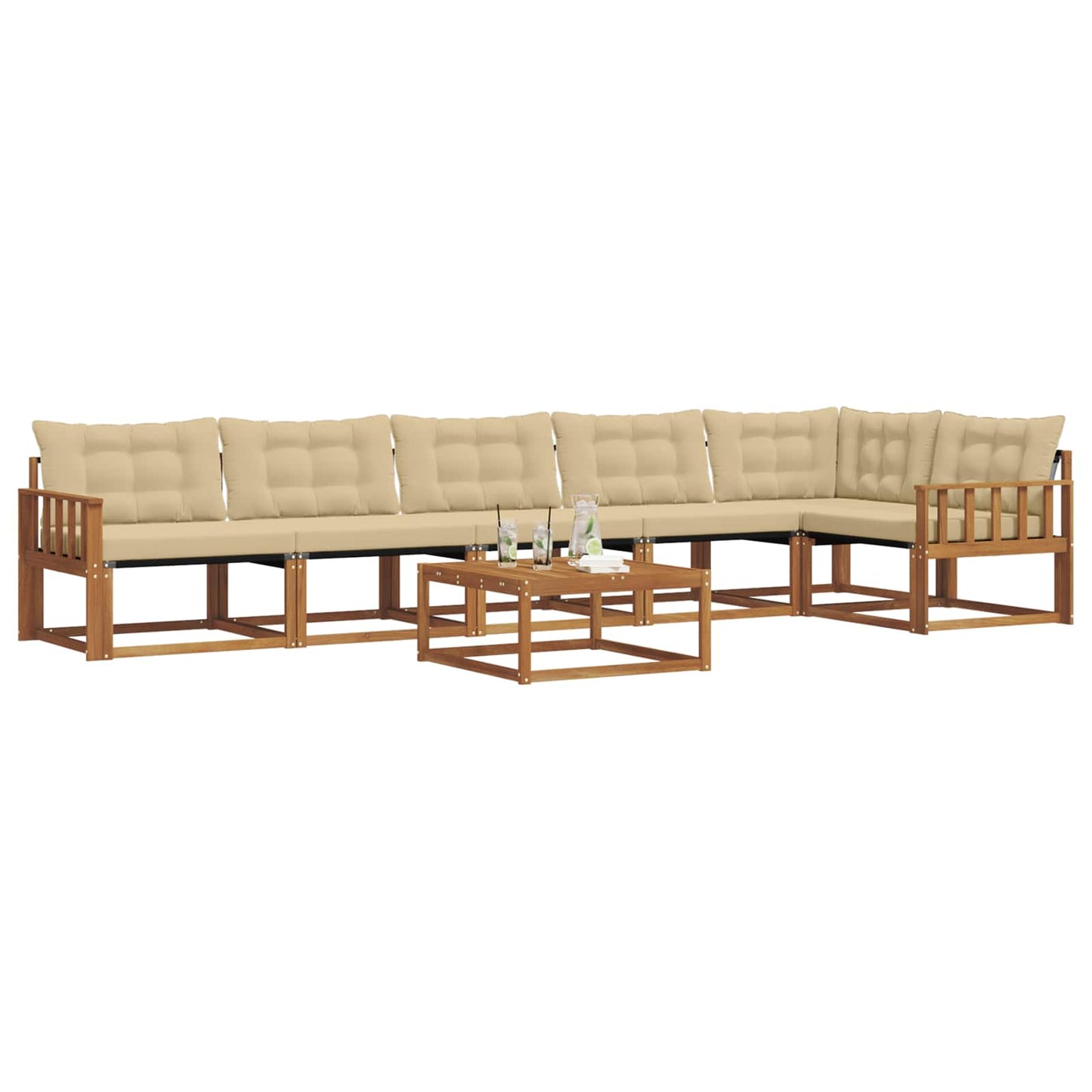 Set di divani da esterno con cuscino 7 pcs Naturale e Beige | homemem39