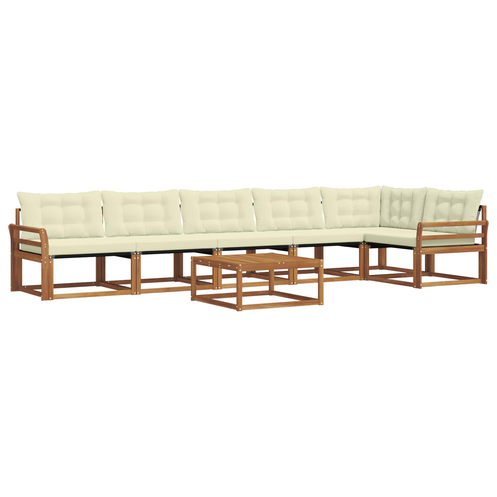 Set di divani da esterno con cuscino 7 pcs Naturale e Crema | homemem39
