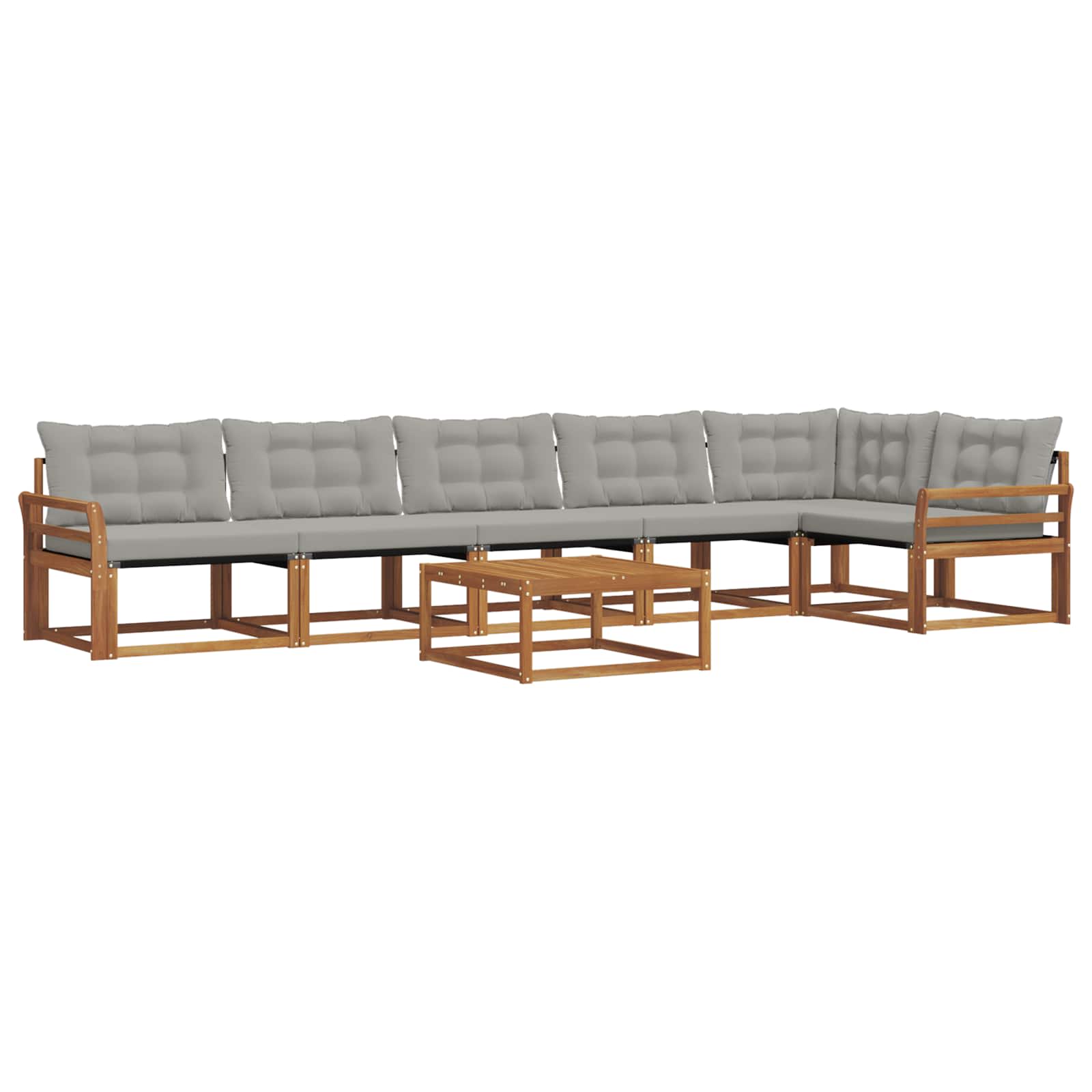 Set di divani da esterno 7 pcs Grigio Naturale e Chiaro | homemem39
