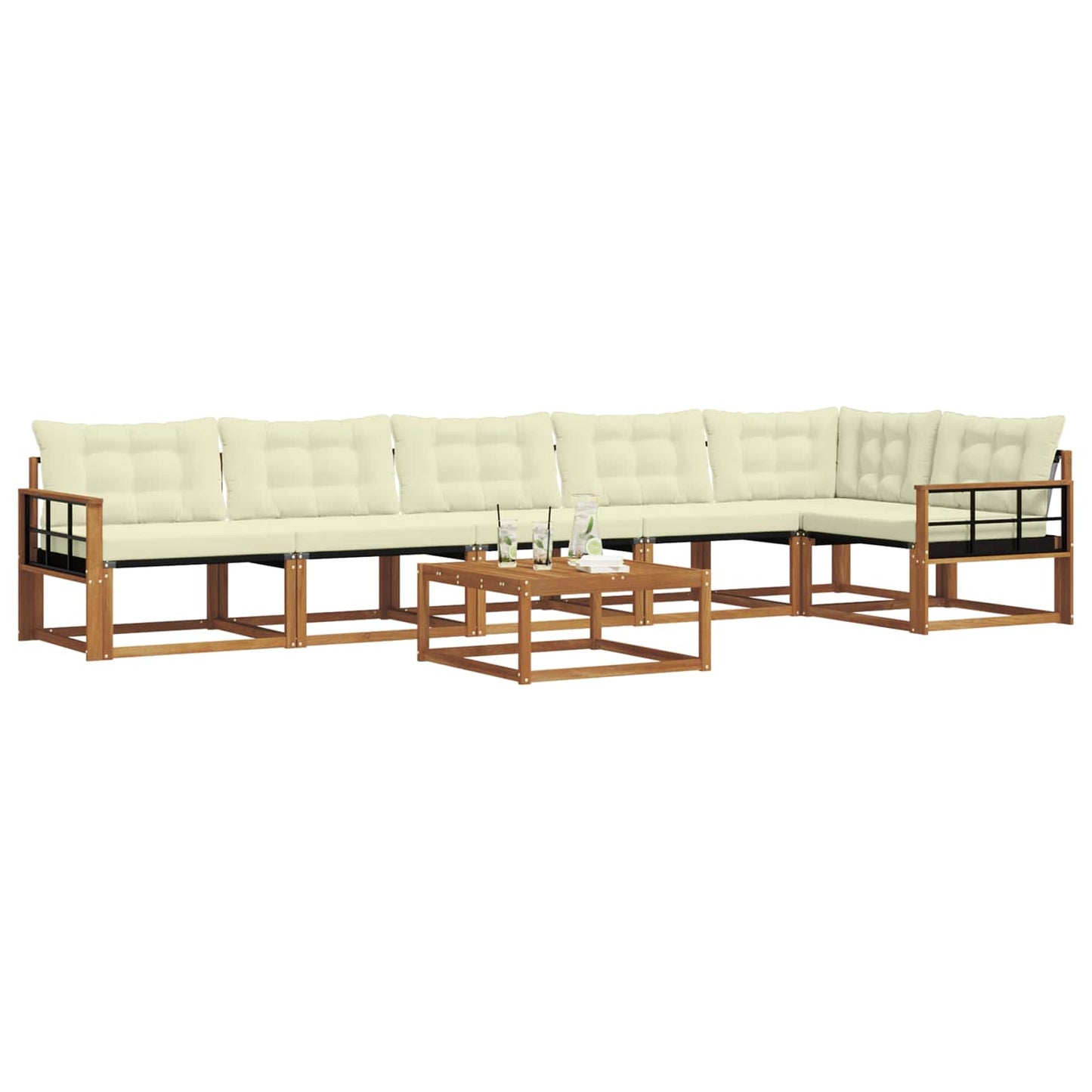 Set di divani da esterno con cuscino 7 pcs Naturale e Crema | homemem39