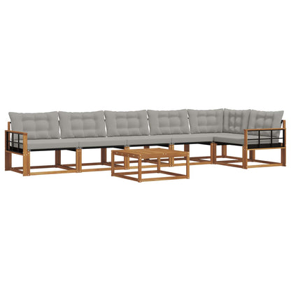 Set di divani da esterno 7 pcs Grigio Naturale e Chiaro | homemem39