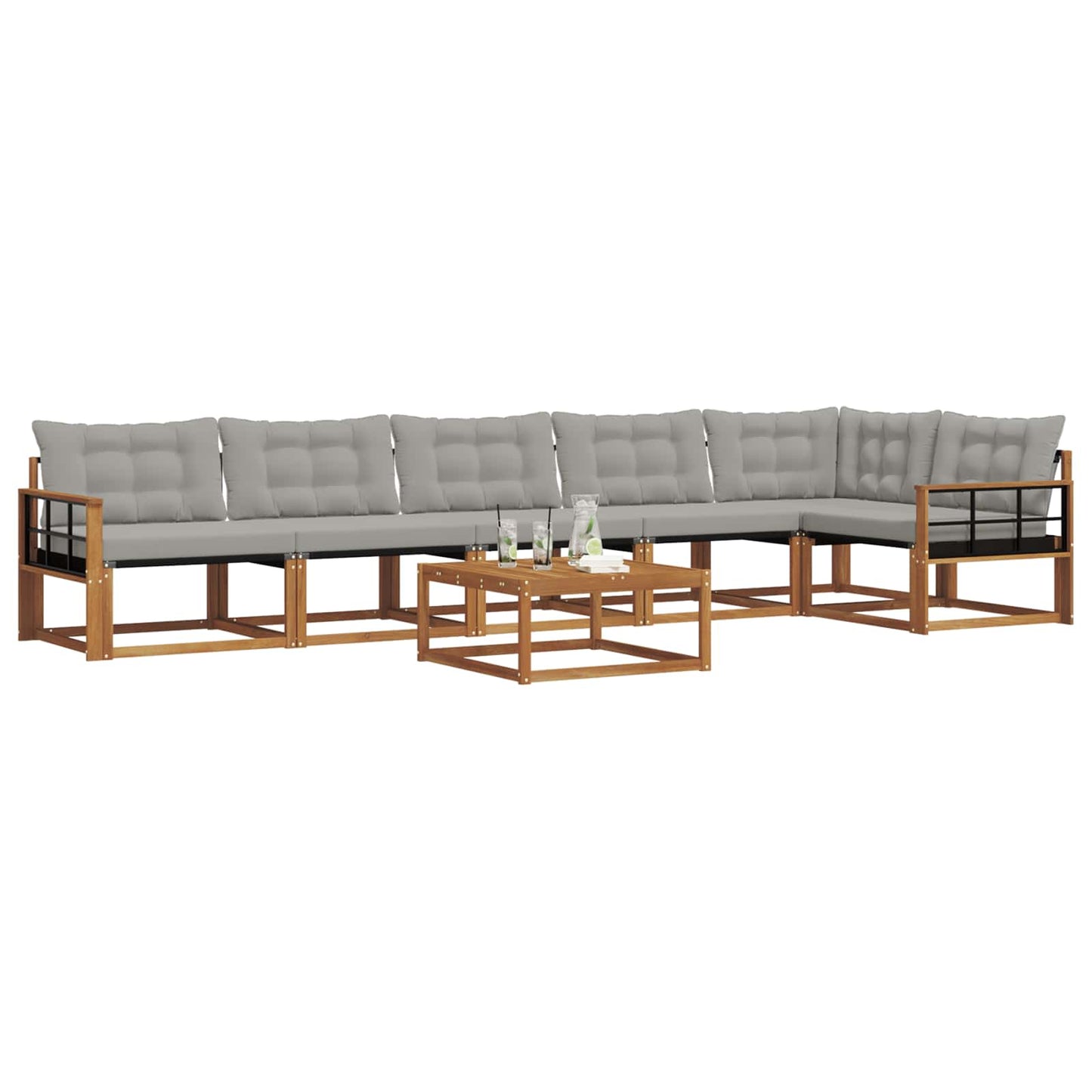 Set di divani da esterno 7 pcs Grigio Naturale e Chiaro