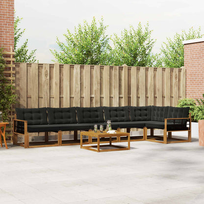 Set di divani da esterno con cuscino 7 pcs Naturale e Nero