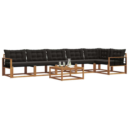 Set di divani da esterno con cuscino 7 pcs Naturale e Nero